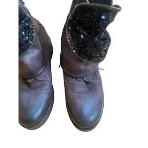 L’IDEA Brown Leather Boots with Sequins Size 39